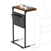 Vantic C-shaped end table sliding under sofa for easy reach to laptop
