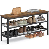 VASAGLE 3-tier shoe rack bench topβsturdy surface for seating and storage.