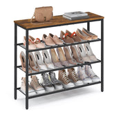 VASAGLE 4-tier shoe rack side view, ideal for compact entryway organization.