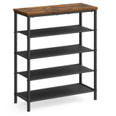 VASAGLE 5-Tier Shoe Rack in entryway shows space-saving organization for shoes.