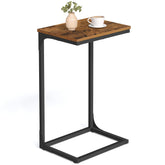 VASAGLE C-shaped end table under sofa for easy reach to drinks and remotes.