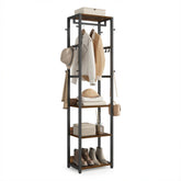 VASAGLE coat rack with shelves and hooks boosts entryway organization and accessibility.