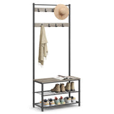 VASAGLE coat rack hall tree with shoe bench keeps entryway organized
