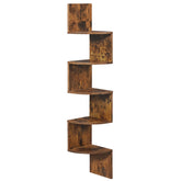 VASAGLE corner shelf wall mount with five rustic shelves saves space