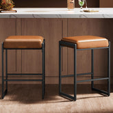 VASAGLE EKHO bar stool 26 inch caramel brown seat with refined stitching
