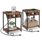 VASAGLE end-table charging-station pair with dual outlets provides convenient power access