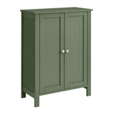 VASAGLE floor storage cabinet forest green front view showing compact storage.