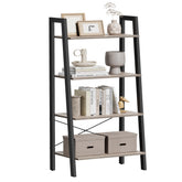 VASAGLE ladder shelf in a living room, neatly displaying books and decor for organized style.