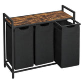VASAGLE laundry hamper with three compartments for easy sorting.