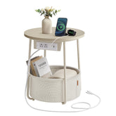 VASAGLE LILEA round side table with charging dock for sofa-side devices