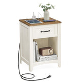 VASAGLE LIRY nightstand with charging station keeps devices powered at bedside.