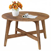 VASAGLE MAEZO round coffee table 31.5-inch top in honey brown for drinks and decor