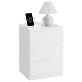 VASAGLE nightstand with charging station, front view shows accessible outlets for bedside devices