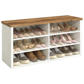 VASAGLE shoe bench with six compartments for organized entryway storage