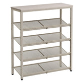 VASAGLE 5-tier shoe rack front view in cappuccino beige, offering ample entryway storage.