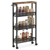VASAGLE slim rolling cart with four tiers for compact pantry organization.