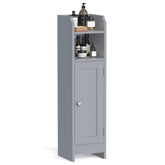 VASAGLE corner cabinet dove gray front view, slim and space-saving