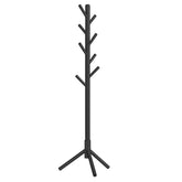 VASAGLE solid wood coat rack with eight hooks for coats and bags in a stylish entryway.