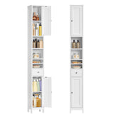 VASAGLE tall storage cabinet cloud white front view highlighting space-saving vertical storage.