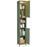 VASAGLE tall storage cabinet with lights on doors for easy visibility in small spaces