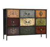 VASICAR dresser with nine deep drawers providing organized clothing storage.