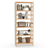 VASMIA 6-tier bamboo shelf assembly view shows sturdy, sustainable design for home organization.