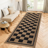 Vasofe 2x6 jute checkered rug outdoor runner with a durable non-slip surface.