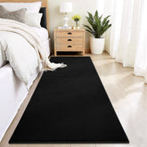 Vasofe black hallway runner rug showing edge detail and sturdy build.