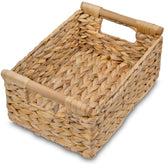 VATIMA Hyacinth small wicker basket with wooden handles ideal for bathroom organization