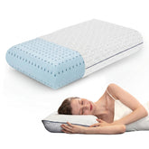 Vaverto Queen memory foam pillow top view showing cooling gel and firm support