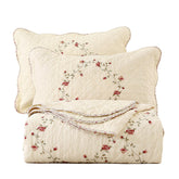 VCTOPS floral embroidered bedspread quilt oversize queen with rose wreath detailing