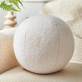 Vdoioe Cream White Ball Pillow 11.8-inch with plush surface for the sofa.