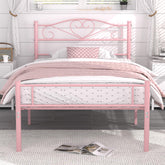 VECELO twin bedframe pink headboard for stable nightly support.