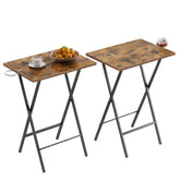 VECELO folding TV tray antique brown open for laptop and snacks