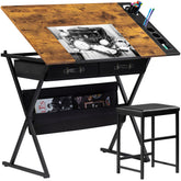 VECELO drafting table tilted at 65 degrees for precise drawing