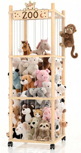 Vecxoty stuffed animal storage tower fully assembled for space-saving playroom organization.