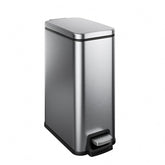 Veelesa slim bathroom trash can with lid showing quiet soft-close feature.