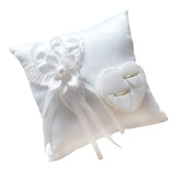 Veemoon lace pearl wedding ring pillow with delicate floral design for an elegant ceremony