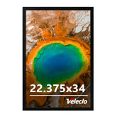 Veleclo 22.375x34 frame on wall display with sturdy PVC construction.