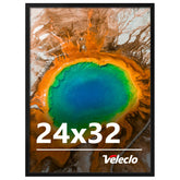 Veleclo 24x32 black frame mounted on wall for a bold gallery look.
