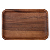 Velinjowy Serving Acacia Wood Valet Tray top view shows organized bedside essentials.