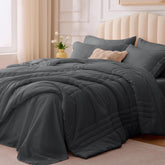 Velorose Queen Comforter Dark Grey in soft fabric for all-season coziness.