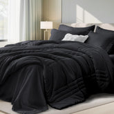 Velorose Queen Comforter Set Black in bed-in-a-bag, stylish and all-season cozy.