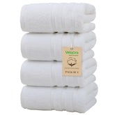 Velqora 4-pack bath towels flat lay shows large 30x60 inch coverage
