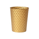 Venalys honeycomb-pattern trash can in gold adds elegant charm and easy disposal.