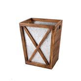 Venalys small wood trash can with barn door adds rustic charm and compact storage for bathrooms.