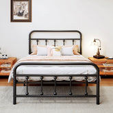 Vengarus twin bed frame with headboard offers sturdy support and vintage charm.