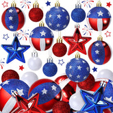 Vertintong patriotic ball ornament with red white blue star for festive outdoor display