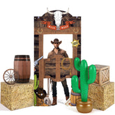 Vertintong western backdrop 5.9x3 ft for rustic party photos and easy setup.