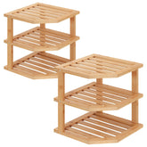 VERTORGAN 3-tier bamboo corner shelf shows space-saving design for clutter-free counters